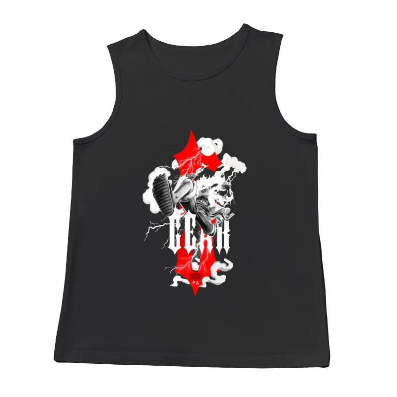 Dynamischer Charakter mit Blitz und rotem Design Herren Tanktops