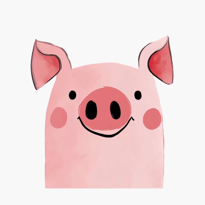 Cute Smiling Cartoon Pig Illustration Cotton Tote Bag