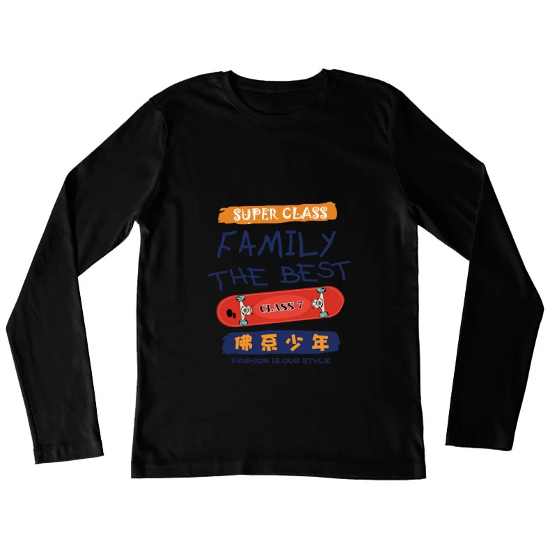 Skateboard Modeklasse Design Damen Langarm T-Shirt