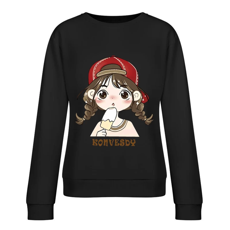 Mädchen mit Eis am Stiel Damen Pullover Sweatshirt