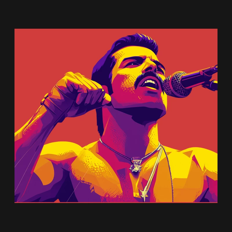 Queen Vibrant Pop Art Portrait of Energetic Singer Performing Mouse Pad