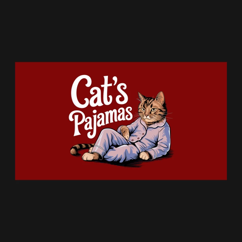 Anthropomorphic Cat in Cozy Pajamas: Humorous Cartoon Illustration Desk Mat