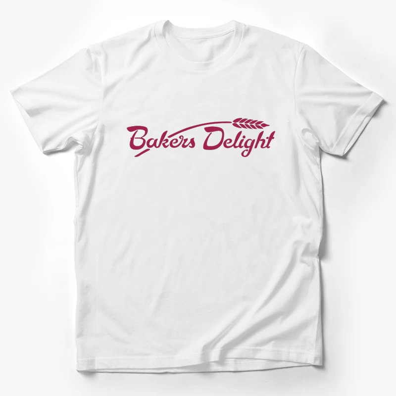 Bakers Delight Burgundy Cursive Logo with Wheat Symbol Male T-Shirt