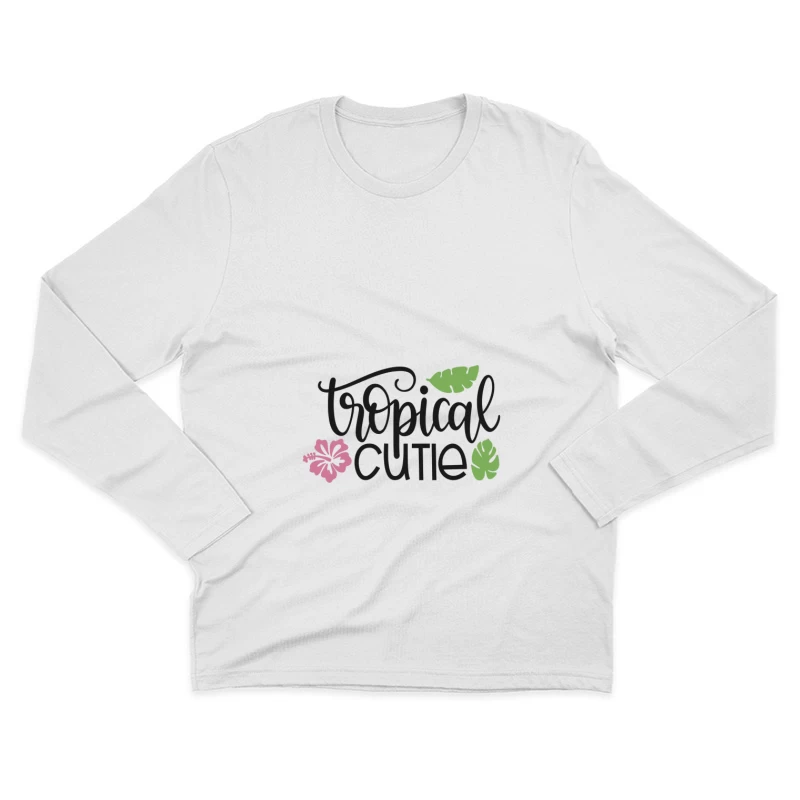 Design Tropical avec Fleurs et Feuilles Homme Manches Longues T-Shirt