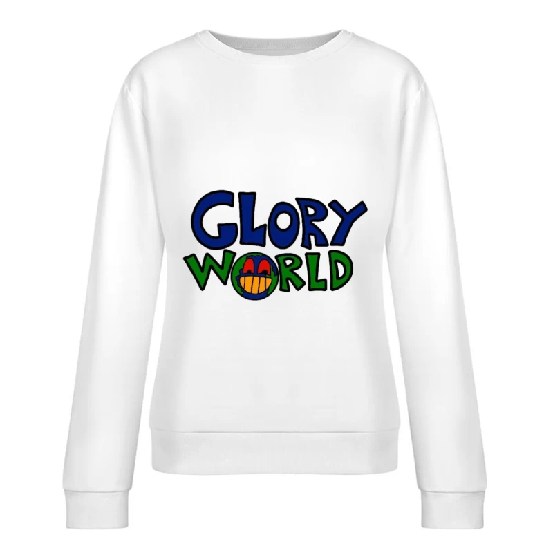 Glory World Logo mit lächelndem Globus Damen Pullover Sweatshirt