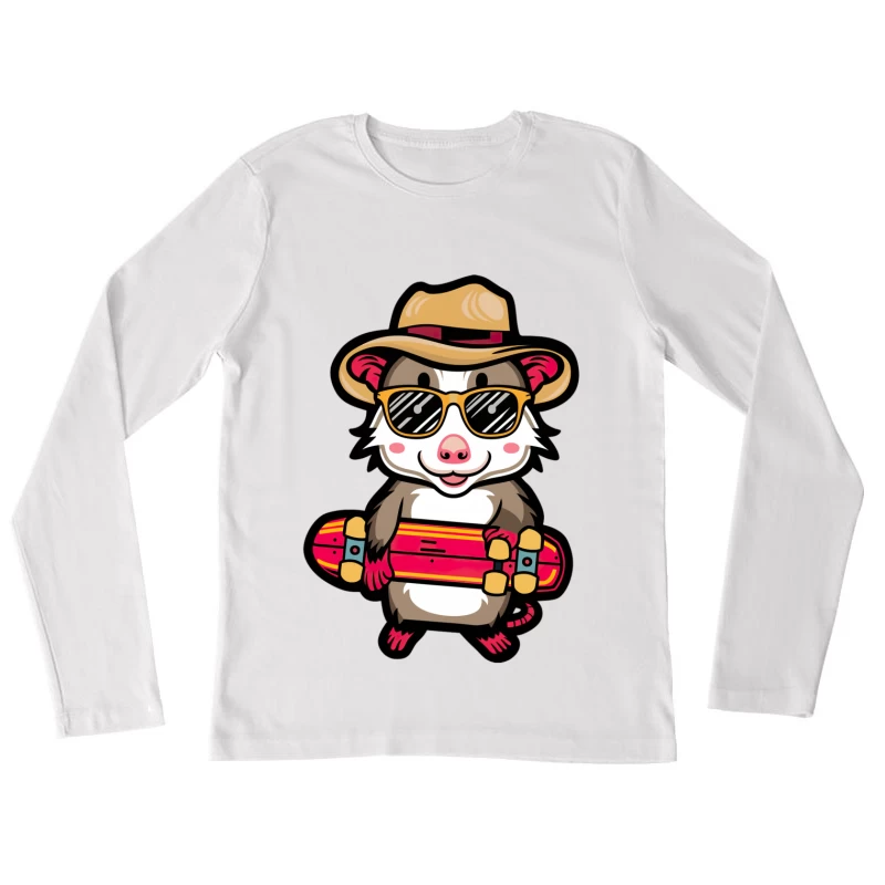 Opossum skateur en vacances Femme Manches Longues T-Shirt