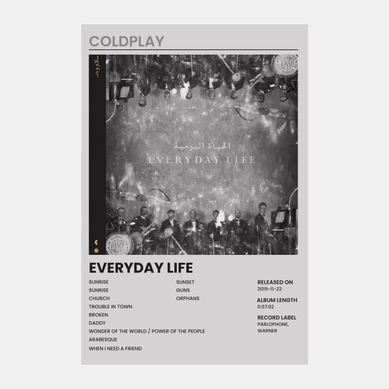 Coldplay's "Everyday Life" Album Cover and Track List Male Tank Top