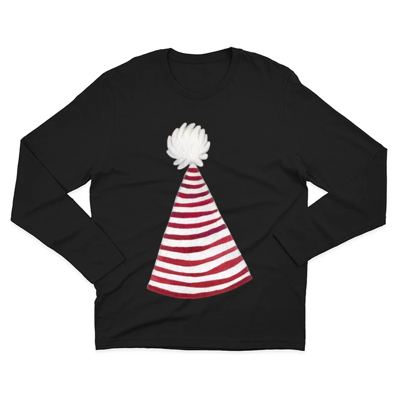 Chapeau rayé rouge et blanc Homme Manches Longues T-Shirt