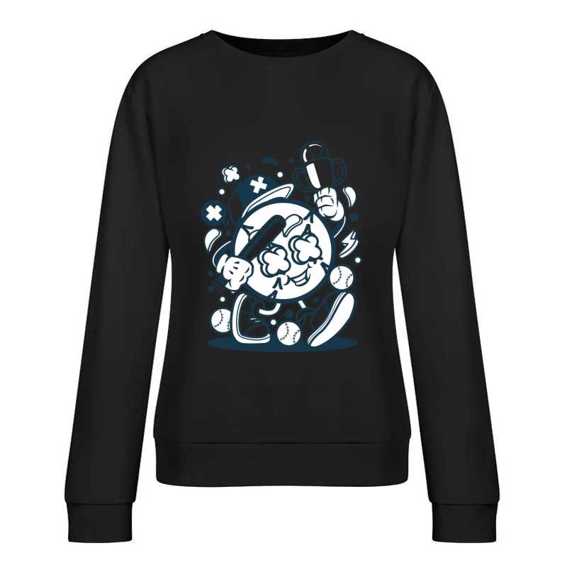 Balle de baseball animée avec trophée et batte Femme Sweat-shirt à enfiler