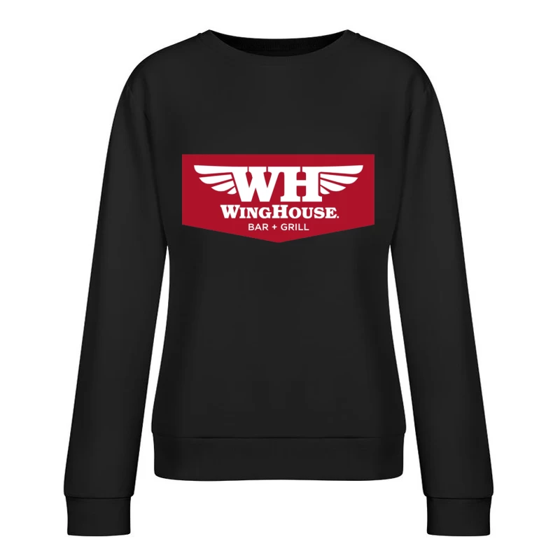 WingHouse Bar & Grill Restaurant Logo with Wings Design Female Pullover Sweatshirt