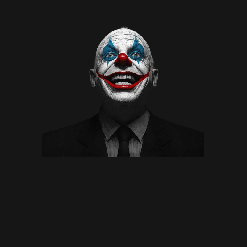 Creepy Artistic Portrait of Dark Suited Clown with Red Nose Female T-Shirt