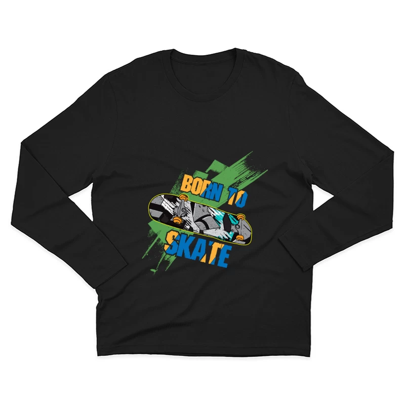 Geboren zum Skaten - Buntes Skateboard-Design Herren Langarm T-Shirt