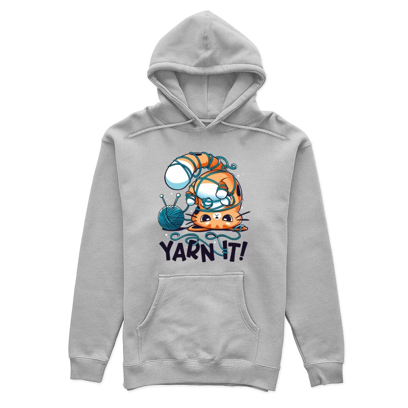 Yarn It! Whimsical Cat Illustration Female Pullover Hoodie