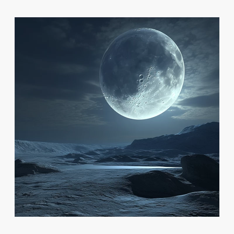 Ethereal Moonlit Landscape: A Sci-Fi Vision Throw Pillow