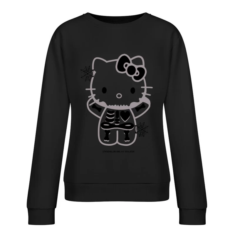 Skelett Hello Kitty Design mit Spinnennetzen Damen Pullover Sweatshirt
