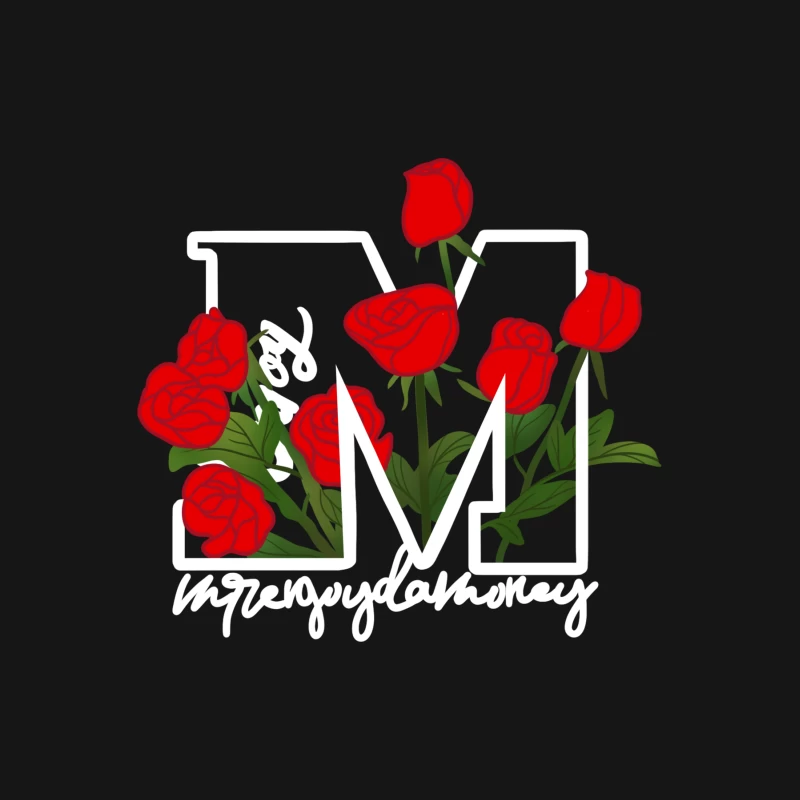 Rote Rosen auf Buchstaben-M Design Herren T-Shirt