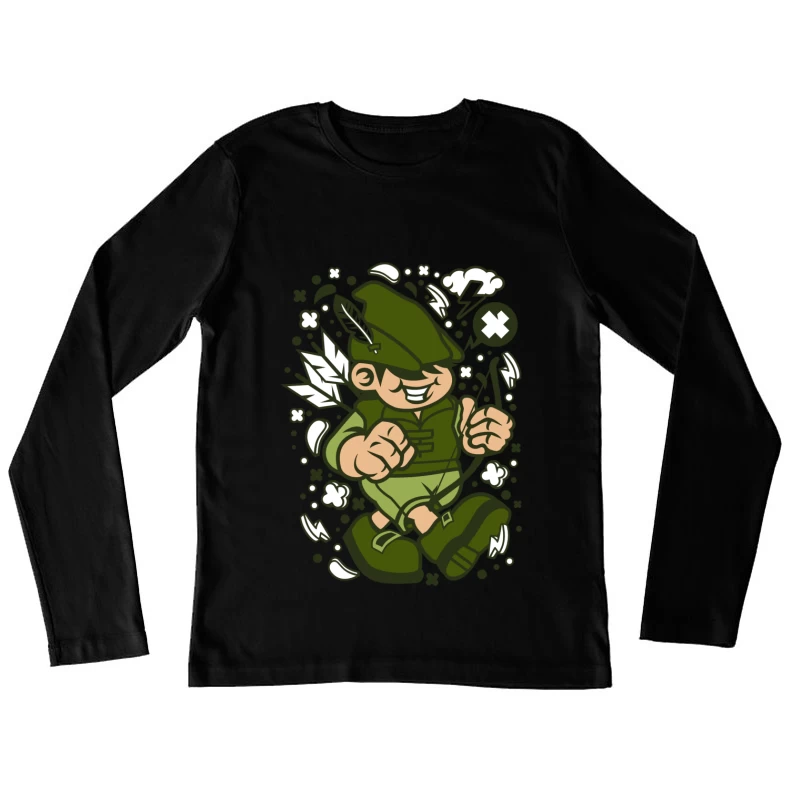 Personnage ludique en tenue verte Femme Manches Longues T-Shirt