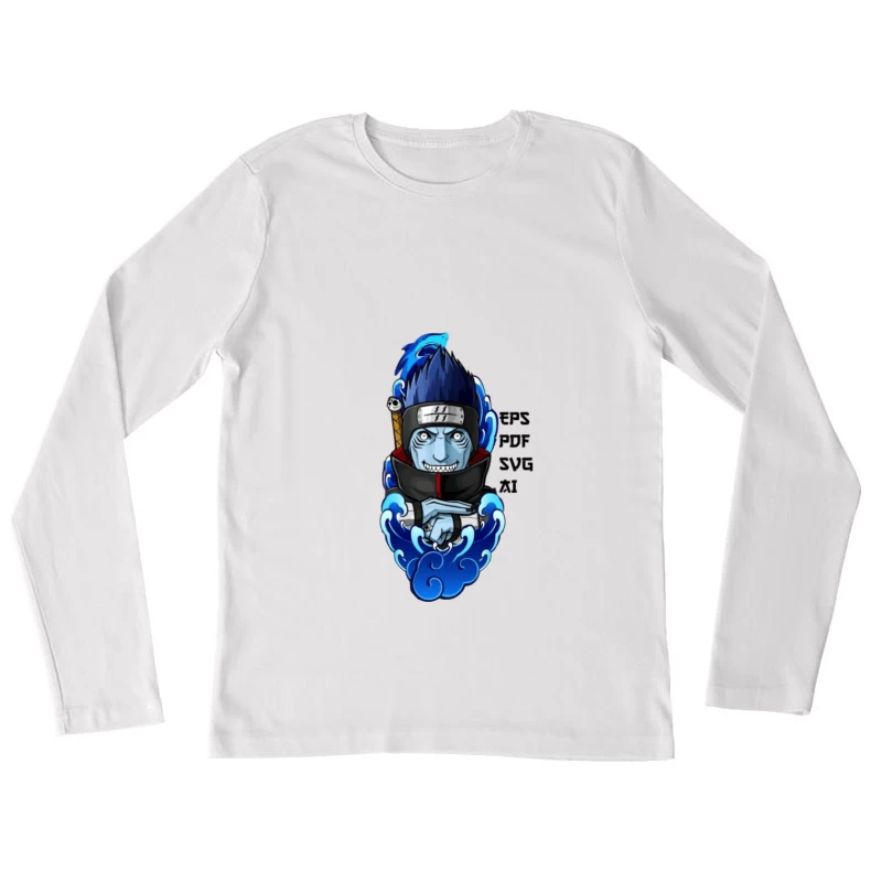Anime Schwertträger mit blauem Haar Damen Langarm T-Shirt