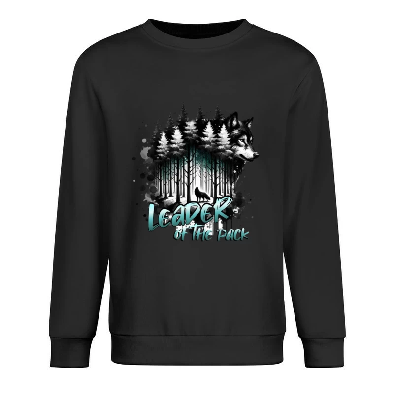 Führer des Rudels: Wolf-Design mit Wald Herren Pullover Sweatshirt