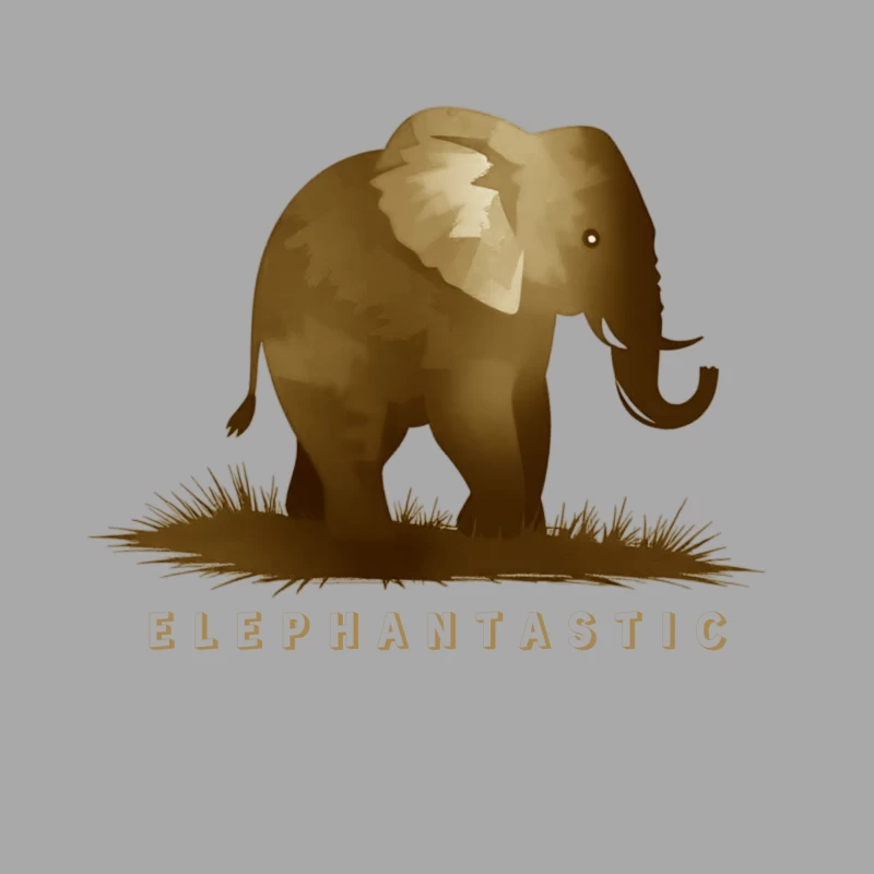 Elephantastic - Vintage Elephant Silhouette Illustration with Typography Female Pullover Hoodie