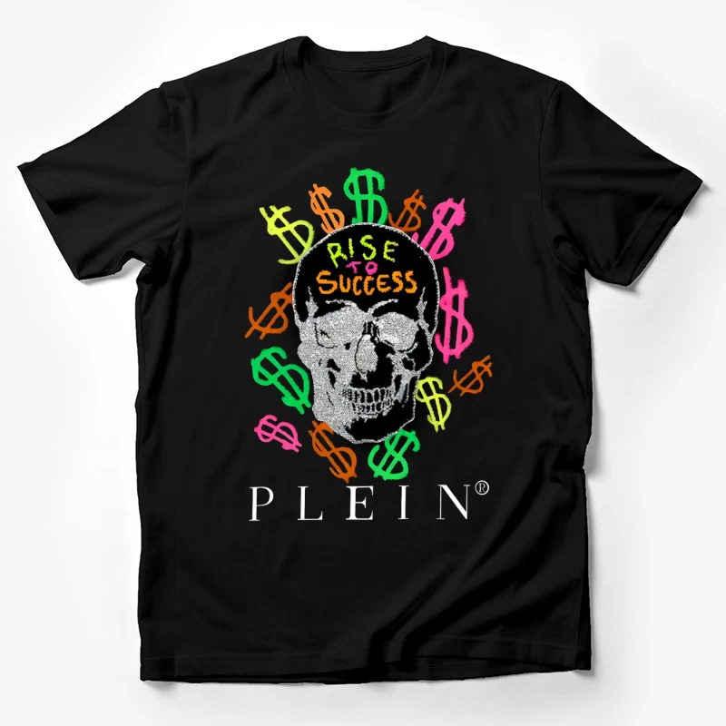 Colorful Skull Money Motivation Art: Rise to Success Male T-Shirt