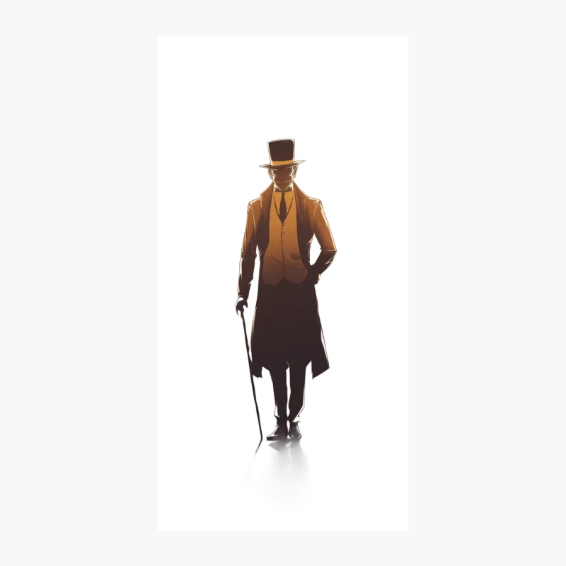 Elegant Vintage Gentleman Silhouette with Top Hat and Cane iPhone Case