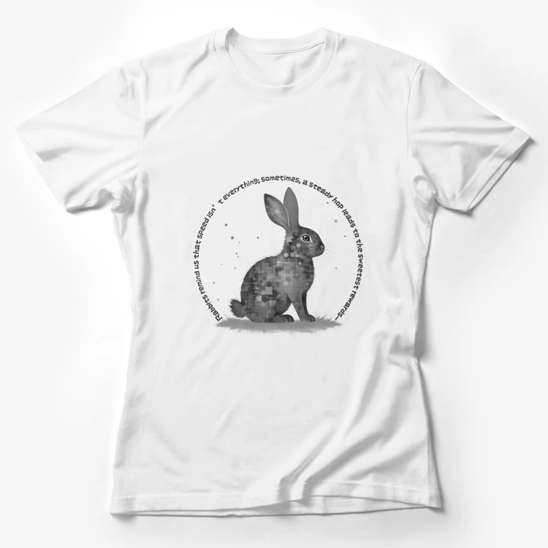 Geometric Rabbit with Circular Inspirational Message Female T-Shirt