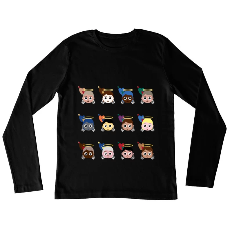 Kreative Engel-Emojis mit Heiligenschein Damen Langarm T-Shirt