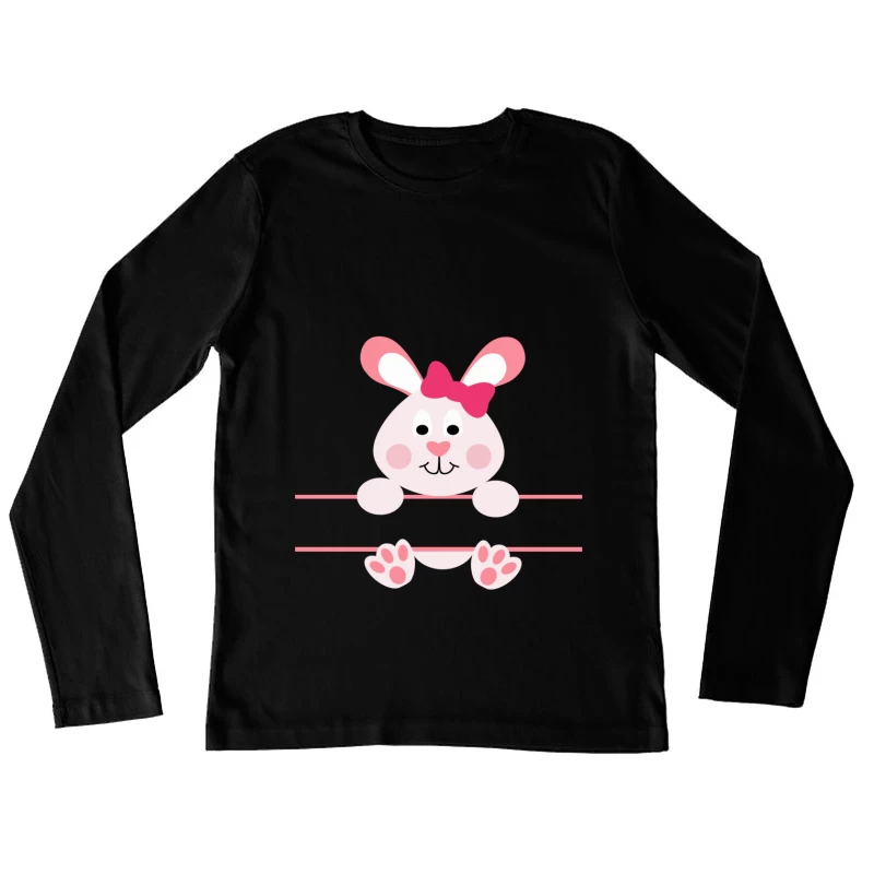 Lapin mignon avec nœud rose Femme Manches Longues T-Shirt