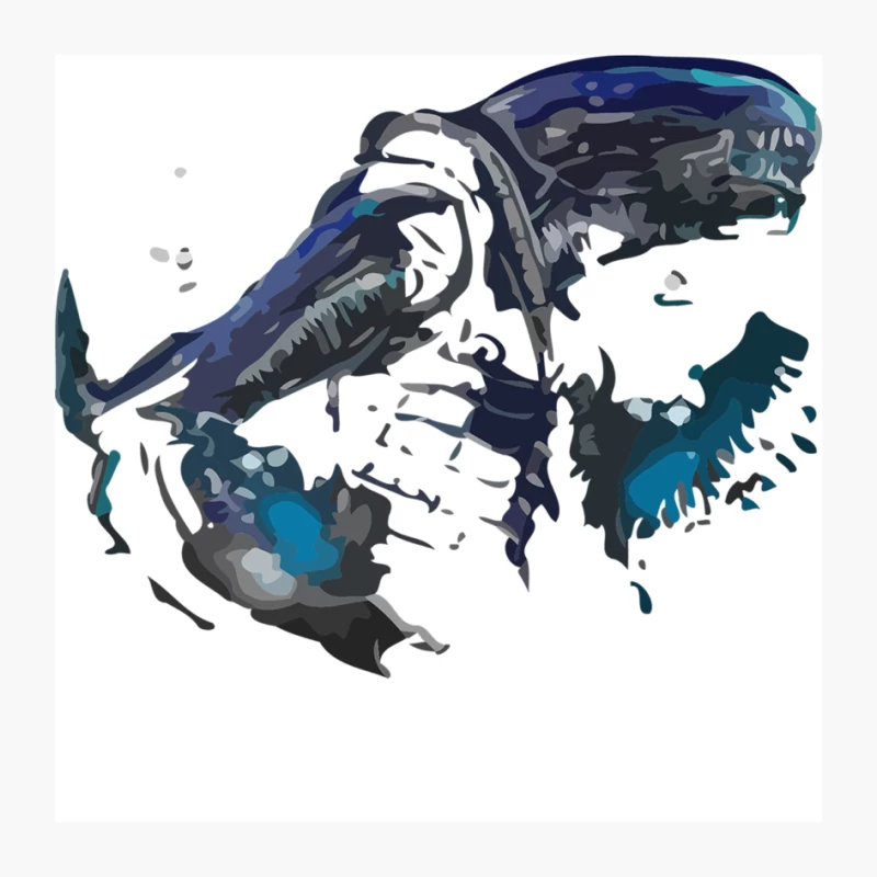 Dynamic Blue Abstract Athletic Figure in Motion Pin