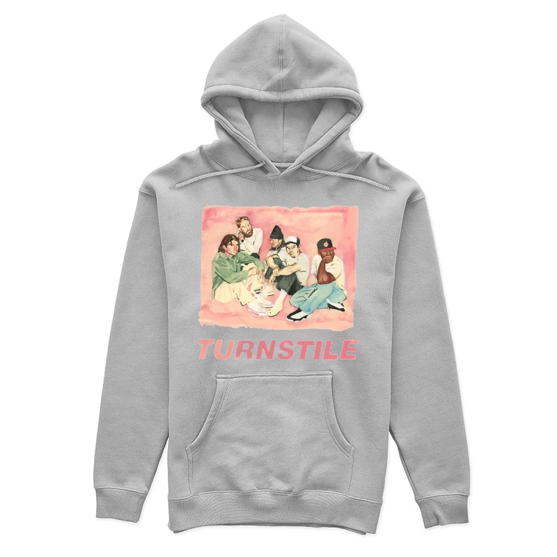 Watercolor Portrait of Hip Hop Group "Turnstile" Female Pullover Hoodie