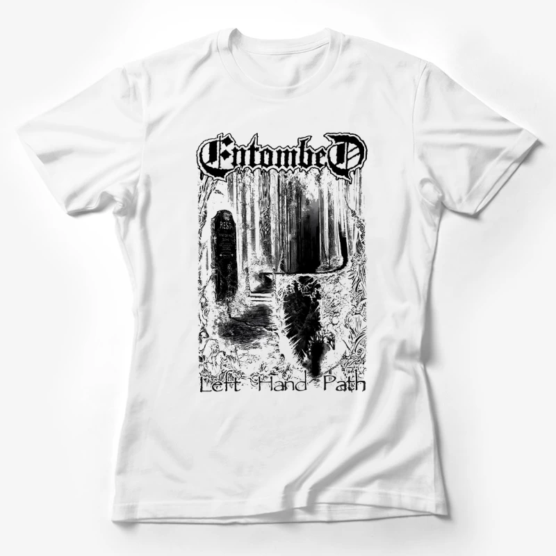 Entombed Left Hand Path Black White Female T-Shirt