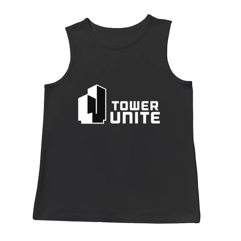 Minimalist Tower Unite Logo Design in Black and White Male Tank Top