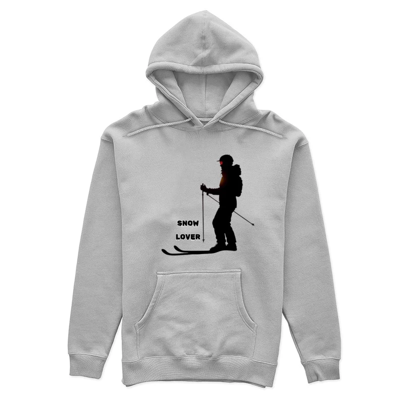 Silhouette of Snow Lover Skiing Female Pullover Hoodie