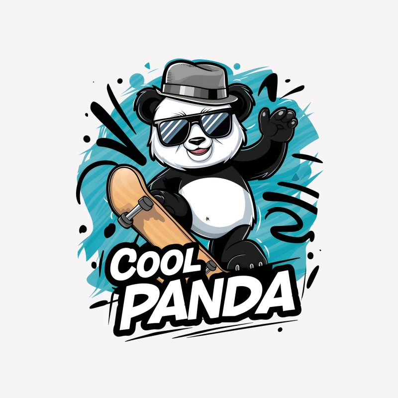 Cool Skateboarding Panda in Urban Graffiti Style Male T-Shirt