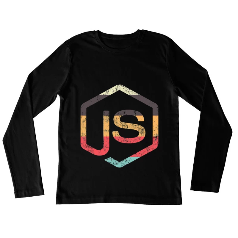 Vintage JavaScript Hexagonal Logo Design Female Long Sleeve T-Shirt