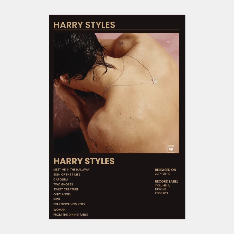 Harry Styles Self-Titled Album Cover and Track Listing Male Tank Top
