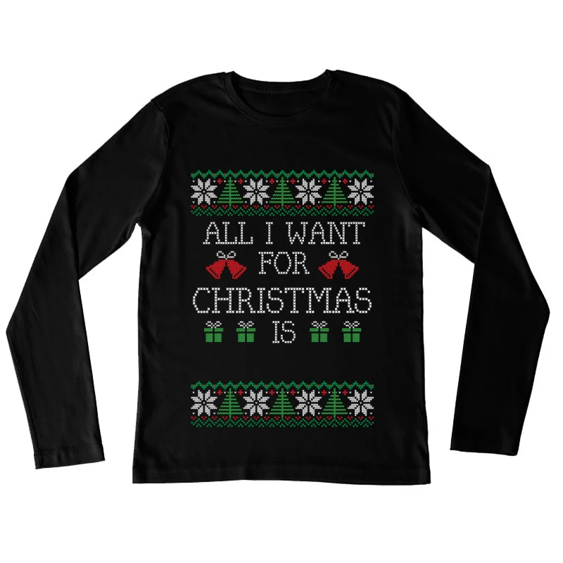 Motif de Noël avec cadeaux et cloches Femme Manches Longues T-Shirt