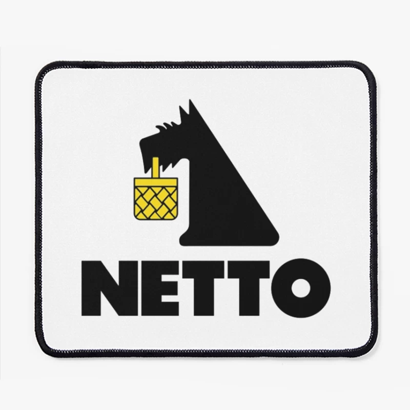 Netto Supermarket Logo with Black Dog and Yellow Basket Mouse Pad