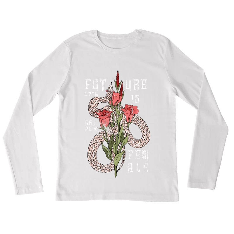 L'avenir est féminin avec serpent et fleurs Femme Manches Longues T-Shirt
