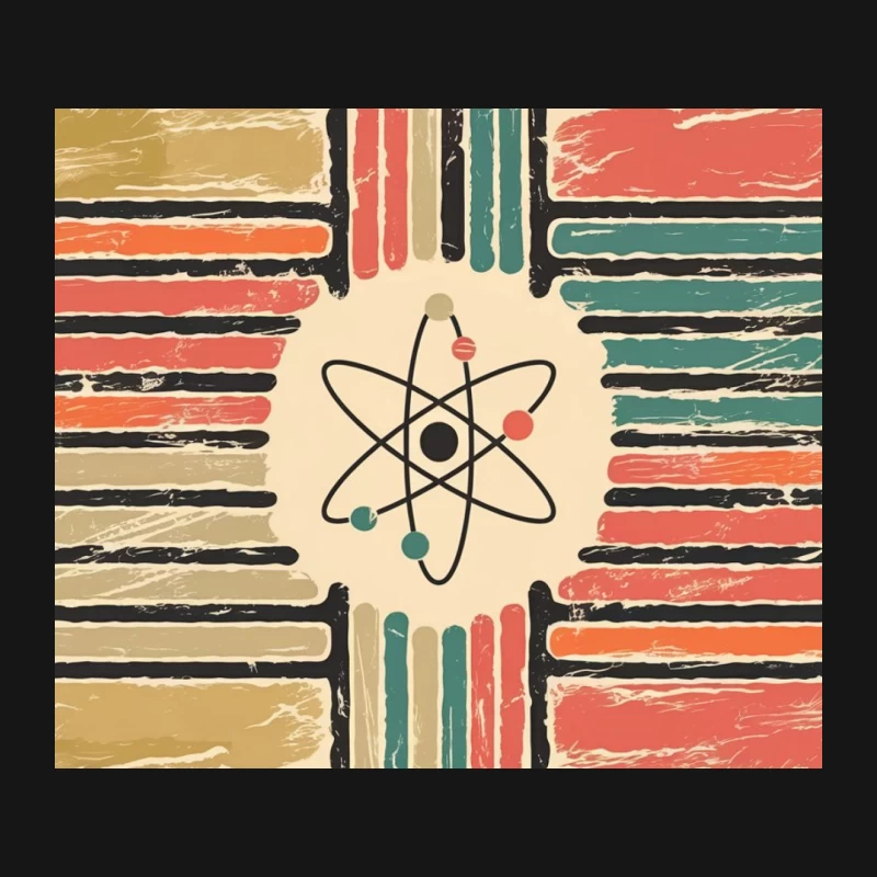 Retro Atomic Science Illustration: Mid-Century Modern Abstract Poster Mouse Pad