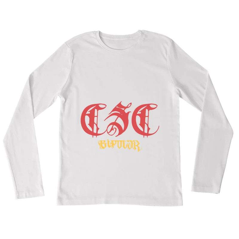 Gothic Stil Schriftzug Damen Langarm T-Shirt