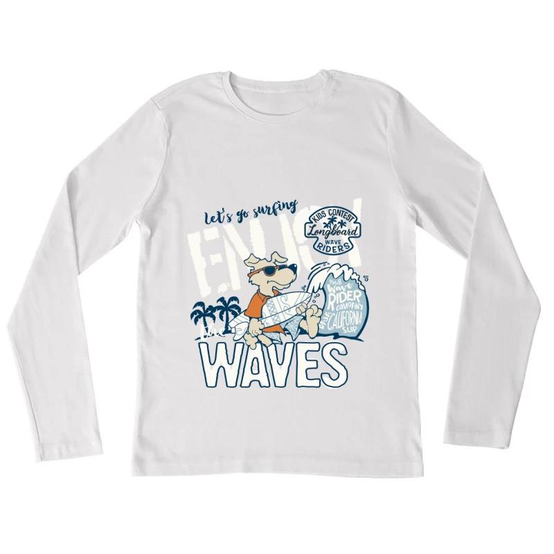 Hund Surfen Wettbewerb Kalifornien 1968 Damen Langarm T-Shirt