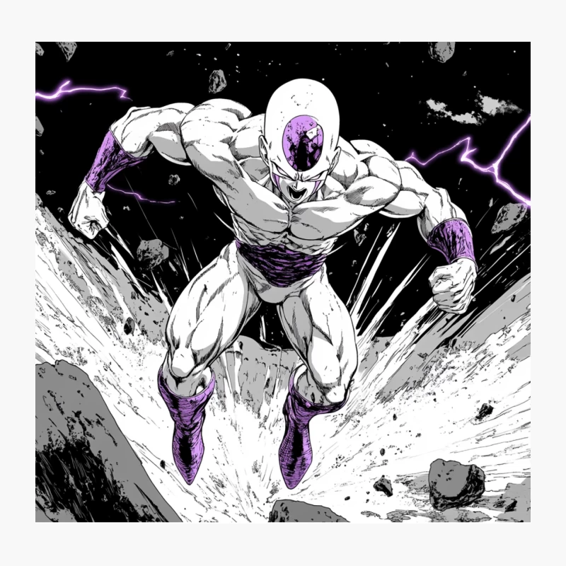 Cosmic Alien Superhero in Action-Packed Manga Scene Throw Pillow