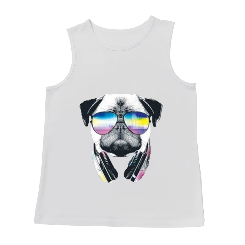 Chien DJ avec lunettes hautes en couleurs Homme Débardeur