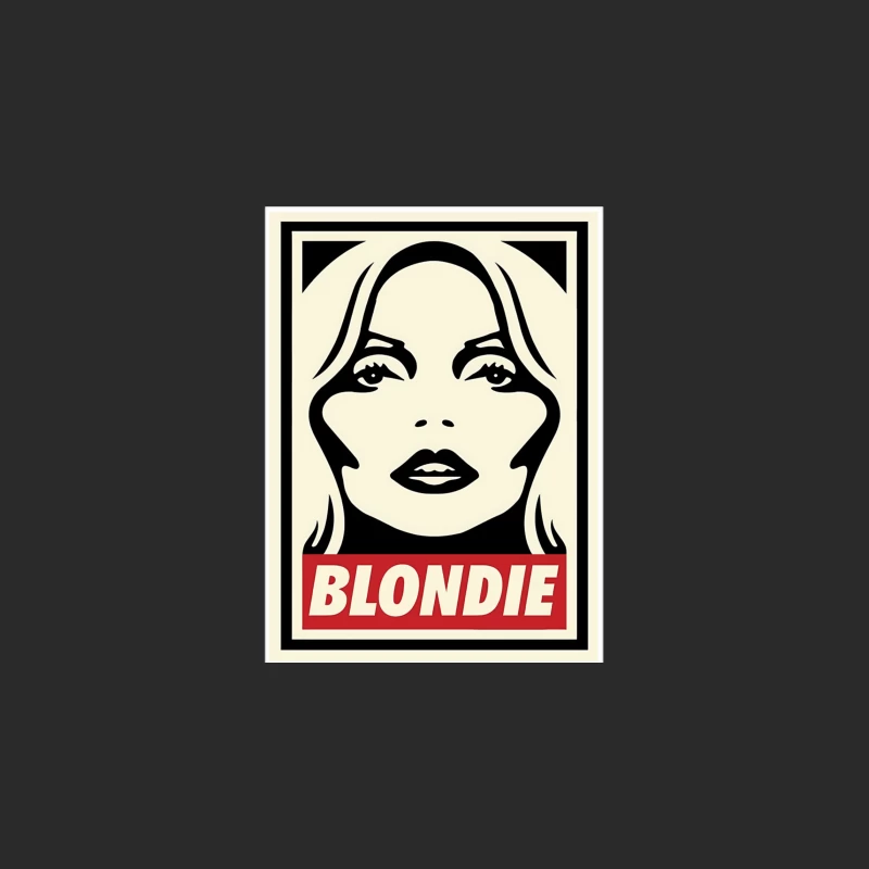 Stylized Pop Art Blondie Band Poster in Black and White with Red Text Baseball Cap