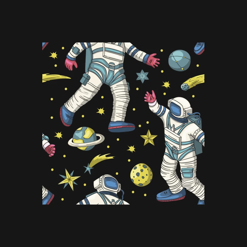 Astronauten und Weltraumelemente Muster Damen T-Shirt