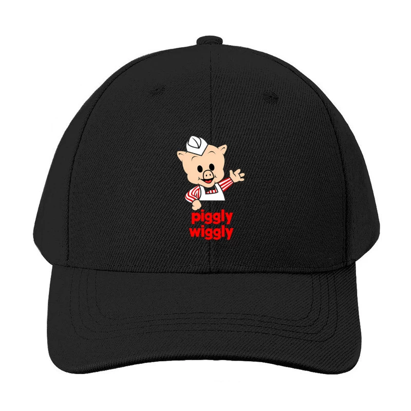 Piggly Wiggly Grocery Store Cartoon Pig Mascot Logo Baseball Cap