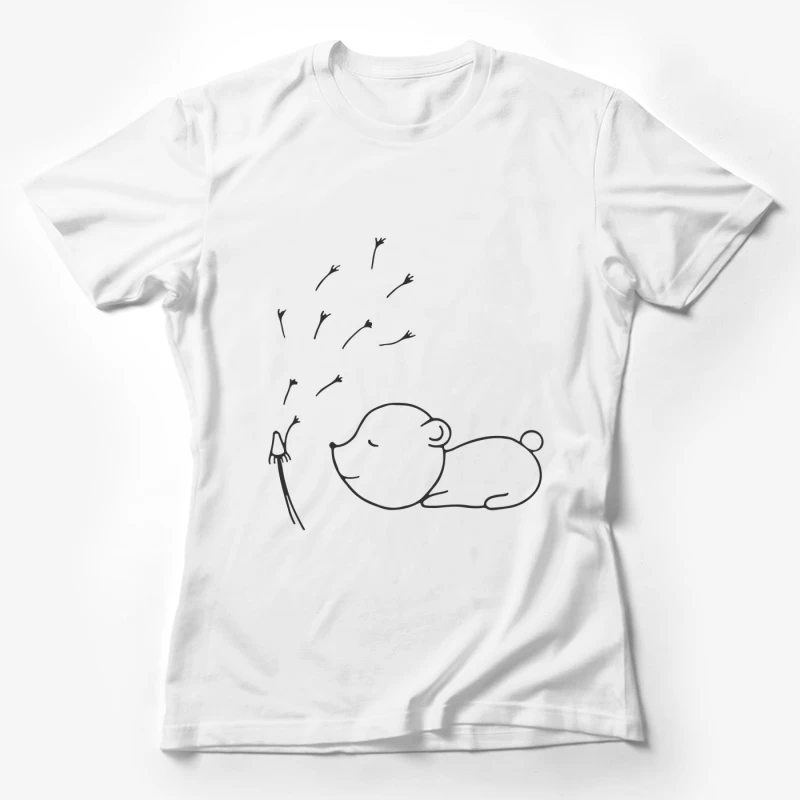 Ours et Fleurs de Pissenlit Femme T-Shirt