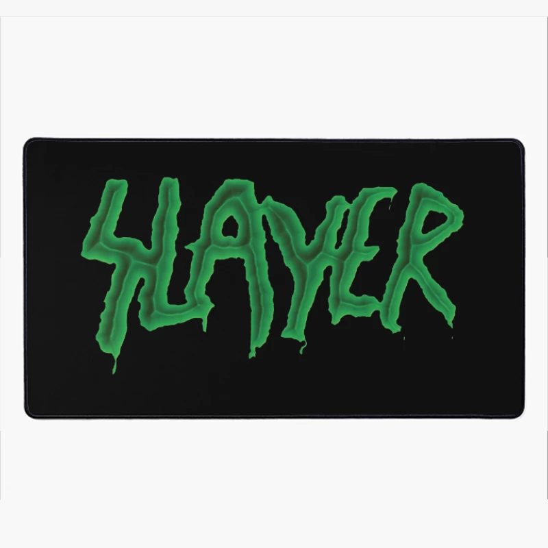 Green Horror-Style Dripping Text "SLAYER" Desk Mat